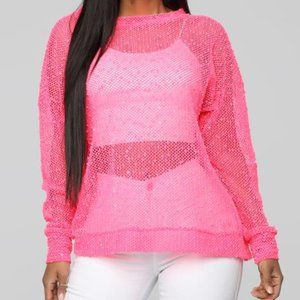 Neon Sequin Texture Knit Sweater